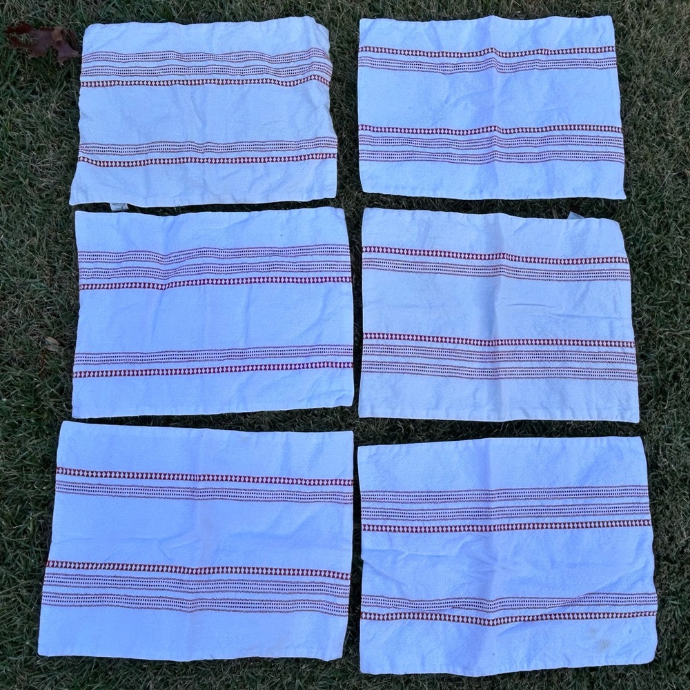 6 Hearth and Hand with Magnolia Placemats red embroidered